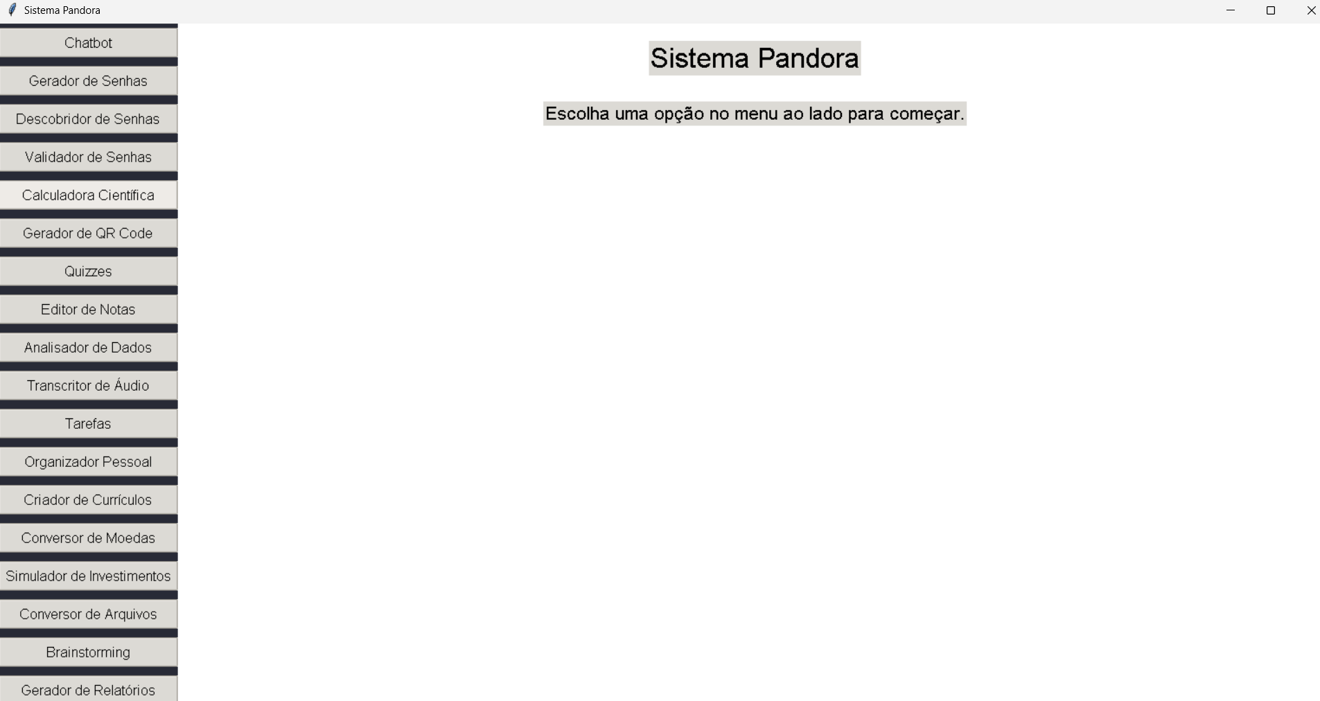 Imagem do Sistema Pandora